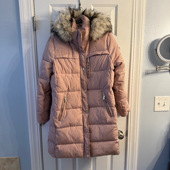 MICHAEL Michael Kors Women’s Faux-Fur Hooded Puffer Coat – Blush, Size L - Picture 2 of 6
